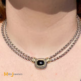 David Yurman 14KYG & 925 SS Black Onyx Albion Double Wheat Chain Necklace