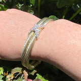 David Yurman 14K Yellow Gold 0.50ctw Diamond Cable Cuff Bracelet