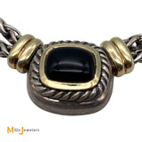 David Yurman 14KYG & 925 SS Black Onyx Albion Double Wheat Chain Necklace