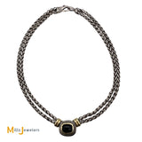 David Yurman 14KYG & 925 SS Black Onyx Albion Double Wheat Chain Necklace