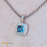 David Yurman Petite Albion 1.83ct Topaz 0.17cts Diamond Pendant Necklace
