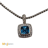 David Yurman Petite Albion 1.83ct Topaz 0.17cts Diamond Pendant Necklace
