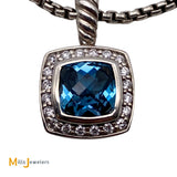 David Yurman Petite Albion 1.83ct Topaz 0.17cts Diamond Pendant Necklace