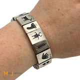 Martin & Denise Stetcher Sterling Silver 925 Petroglyph Panel Bracelet