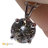 14K White Gold 1.63ct GIA-Certified Round Brilliant Diamond Pendant Necklace