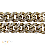 10K Yellow Gold 21.84ctw Diamond 11mm Cuban Link Chain Necklace 24 Inch