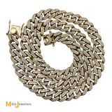 10K Yellow Gold 21.84ctw Diamond 11mm Cuban Link Chain Necklace 24 Inch