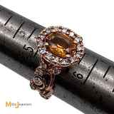 14K Rose Gold 0.96ct Citrine 0.41cts Diamond Cocktail Ring Size 5.25