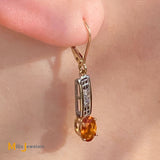 Two-Tone 14KYW Gold 1.27cts Citrine 0.26cts Diamond Dangle Earrings