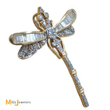 10K Two-Tone Gold 1.27ctw Diamond Cluster Dragonfly Pendant