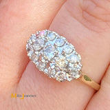 14K Yellow Gold 3-Row 0.78ctw Diamond Cluster Ring Size 6.25