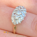 14K Yellow Gold 3-Row 0.78ctw Diamond Cluster Ring Size 6.25