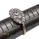 14K Yellow Gold 3-Row 0.78ctw Diamond Cluster Ring Size 6.25