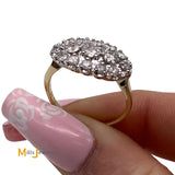 14K Yellow Gold 3-Row 0.78ctw Diamond Cluster Ring Size 6.25