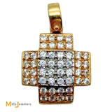 18K Two-Tone Yellow White Gold 0.96ctw Diamond Pave Set Cross Pendant
