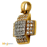 18K Two-Tone Yellow White Gold 0.96ctw Diamond Pave Set Cross Pendant