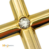 14K Yellow Gold 0.31ct Solitaire Diamond Cross Pendant