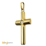 14K Yellow Gold 0.31ct Solitaire Diamond Cross Pendant
