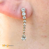 Signed 14K Two-tone Gold 1.87ctw Diamond Graduated Dangle Earrings