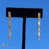14K Two-Tone White and Yellow Gold 0.78ctw Princess Cut Diamond Dangle Earrings