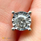Signed SK 14K White Gold 0.80ctw Diamond Post Screwback Earrings