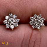 14K White Gold 0.76ctw Diamond Cluster Stud Earrings