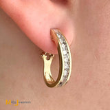 14K Two-Tone Yellow White Gold 1.76ctw Diamond Channel Set Hoop Earrings