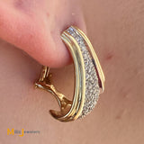 14K Two-Tone Gold Round Brilliant 1.04ctw Diamond Earrings
