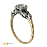 Vintage 14K Two-Tone Gold 0.72ct European Cut Diamond Solitaire 0.90ctw Engagement Ring Size 7.75