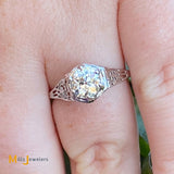 Platinum GIA-Certified 1.09ct Old Mine Brilliant Cut Diamond Engagement Ring Size 6.25