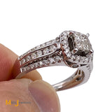 14K White Gold 1.04ctw Princess Cut and Round Brilliant Diamond Ring Size 6.75