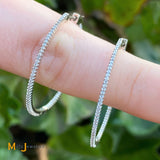 14K White Gold 0.49ctw Diamond Half Inside Out Hoop Earrings
