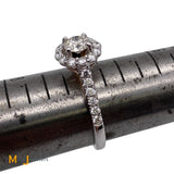 18K Two-Tone White Rose Gold 1.28ctw Diamond Halo Engagement Ring Size 7