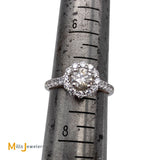 18K Two-Tone White Rose Gold 1.28ctw Diamond Halo Engagement Ring Size 7