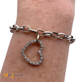 18K White Gold 0.30ctw Diamond Heart Charm Bracelet