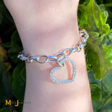 18K White Gold 0.30ctw Diamond Heart Charm Bracelet