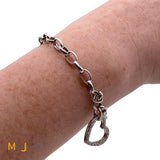 18K White Gold 0.30ctw Diamond Heart Charm Bracelet