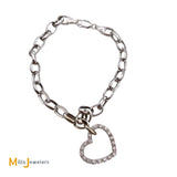 18K White Gold 0.30ctw Diamond Heart Charm Bracelet