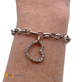 18K White Gold 0.30ctw Diamond Heart Charm Bracelet