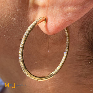 18K Yellow Gold 1.56ctw Diamond Hoop Earrings