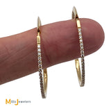 18K Yellow Gold 1.56ctw Diamond Hoop Earrings