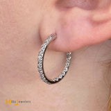 14K White Gold 1.32ctw Natural Diamond Half Inside Out Hoop Earrings 22mm