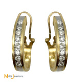 14K Two-Tone Yellow White Gold 1.76ctw Diamond Channel Set Hoop Earrings