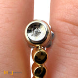 Signed 18K Two-tone Gold Pearl and 0.04ctw Diamond Post Dangle Earrings