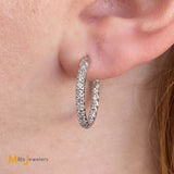 14K White Gold 1.32ctw Natural Diamond Half Inside Out Hoop Earrings 22mm