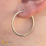 14K White Gold 0.49ctw Diamond Half Inside Out Hoop Earrings