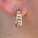 14K Yellow Gold 1.1ctw Round Brilliant Diamond J-Hook Earrings