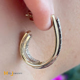 14K Two-Tone Gold 1.36ctw Inside Outside Round Brilliant Diamond J-Hook Earrings
