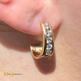 14K Yellow Gold 1.1ctw Round Brilliant Diamond J-Hook Earrings