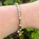 14K Yellow Gold 2ctw Diamond Tennis Bar Link Bracelet 6.5"